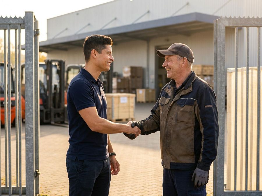Handschlag zwischen Marcel Avalos und dem Betriebsleiter